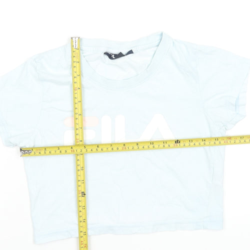 FILA Womens Blue Cropped T-Shirt Size S Short Sleeve 100% Cotton