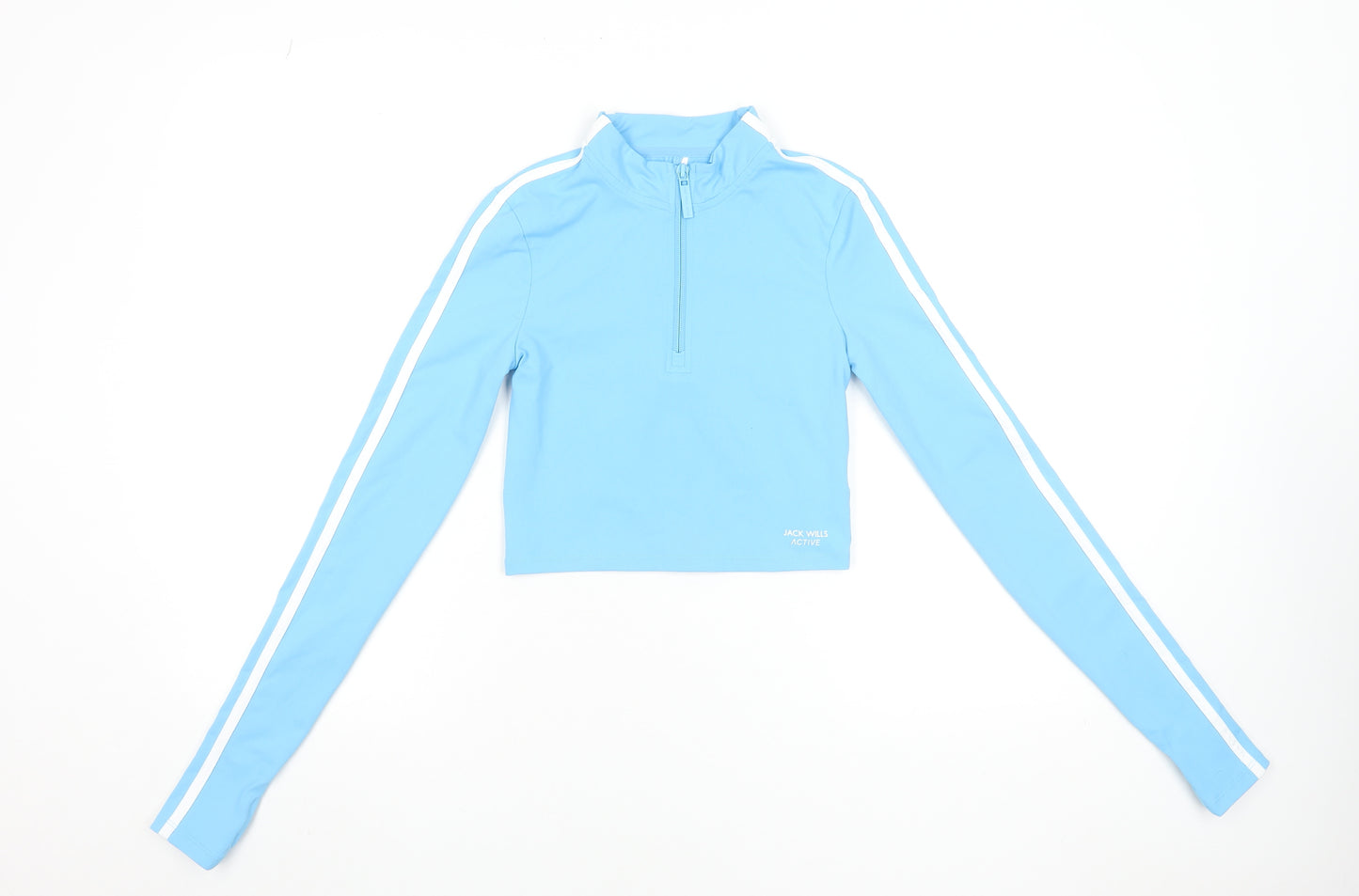 Jack Wills Women Blue Size 8 Cropped 1/4 Zip Long Sleeve Active Top
