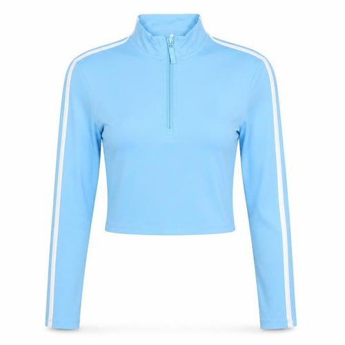 Jack Wills Women Blue Size 8 Cropped 1/4 Zip Long Sleeve Active Top
