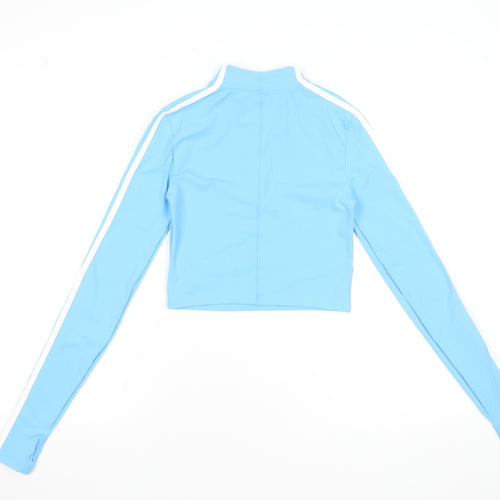 Jack Wills Women Blue Size 8 Cropped 1/4 Zip Long Sleeve Active Top