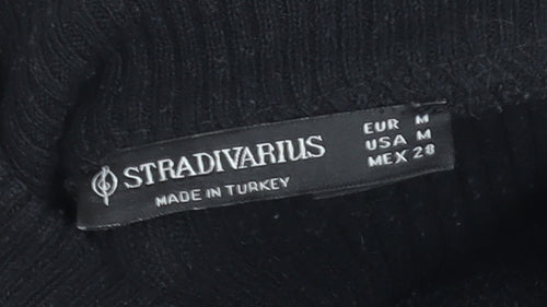 Stradivarius Women’s Black Stripe High Neck Half Zip Jumper Size 12