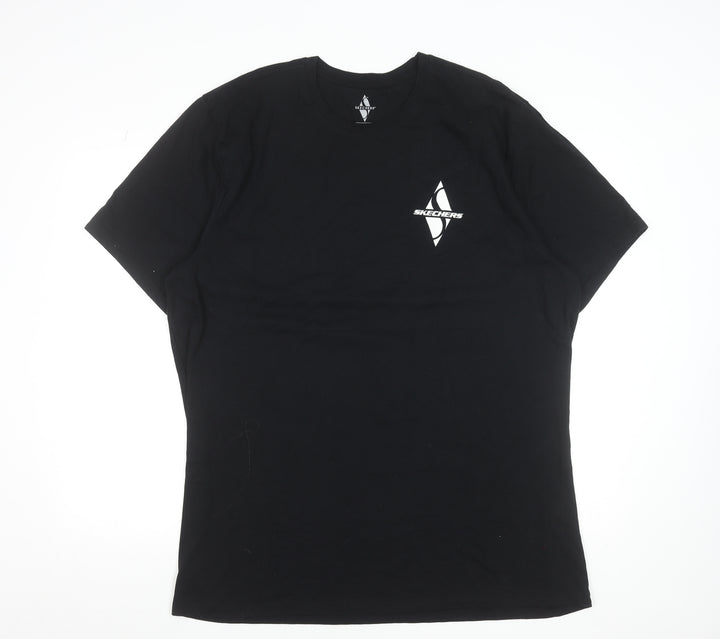Skechers Men's Black 2XL Logo Cotton Crew Neck T-Shirt