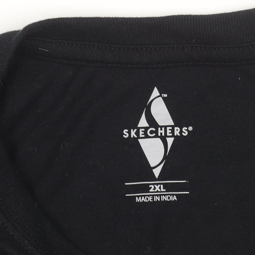 Skechers Men's Black 2XL Logo Cotton Crew Neck T-Shirt
