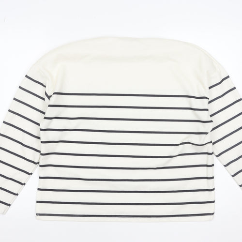 Stradivarius Women’s White Striped Long Sleeve Basic T-Shirt Size 12