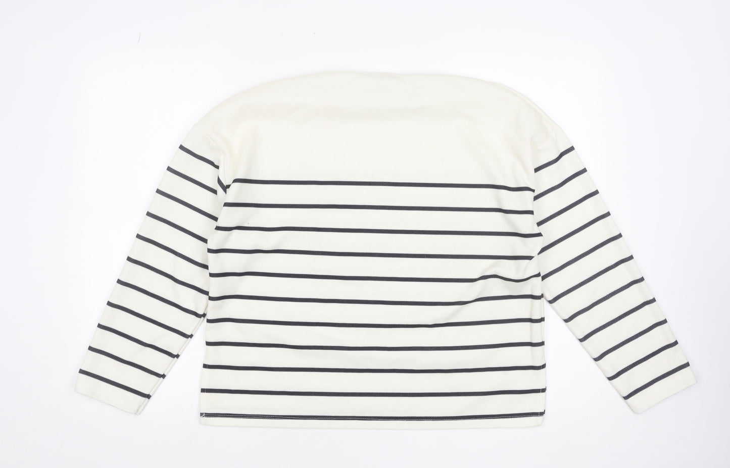 Stradivarius Women’s White Striped Long Sleeve Basic T-Shirt Size 12