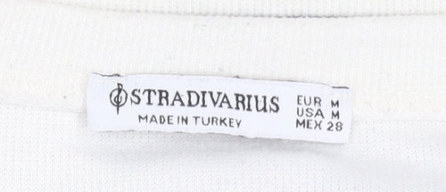 Stradivarius Women’s White Striped Long Sleeve Basic T-Shirt Size 12