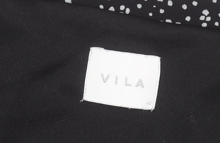 Vila Women's Black Floral V-Neck Long Sleeve Blouse Size 14