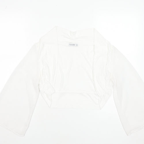 Gallery Women White Cropped Kimono Sleeve Blouse UK 14