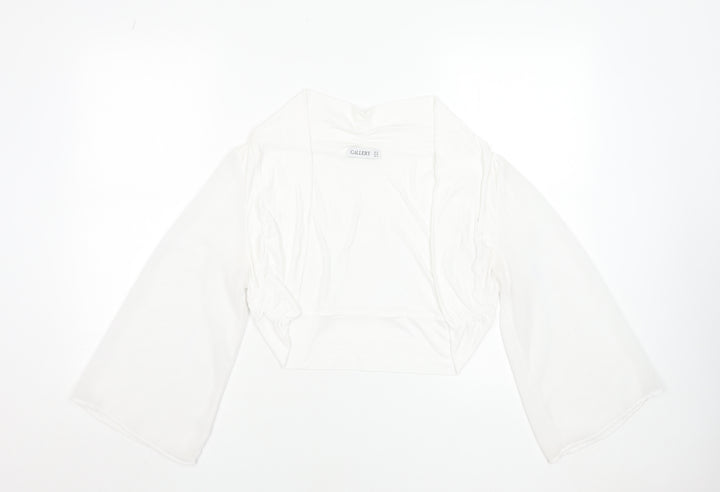 Gallery Women White Cropped Kimono Sleeve Blouse UK 14