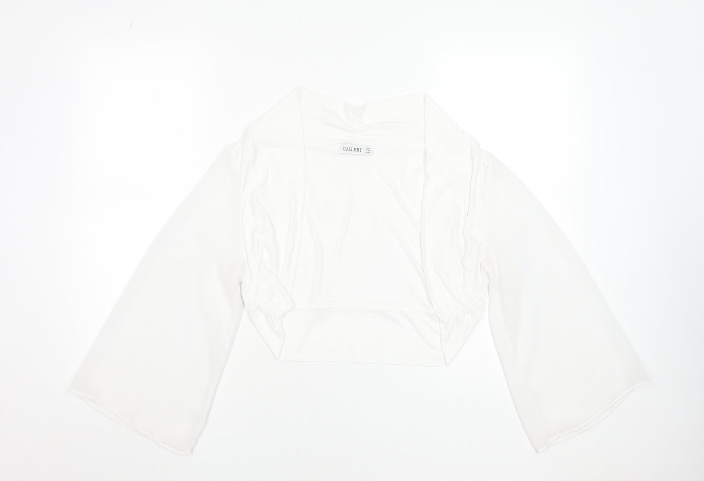 Gallery Women White Cropped Kimono Sleeve Blouse UK 14