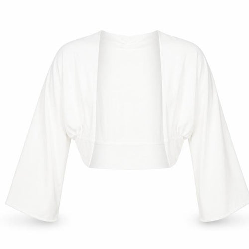 Gallery Women White Cropped Kimono Sleeve Blouse UK 14