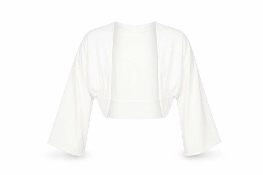 Gallery Women White Cropped Kimono Sleeve Blouse UK 14