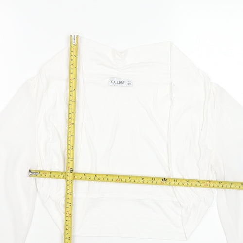 Gallery Women White Cropped Kimono Sleeve Blouse UK 14