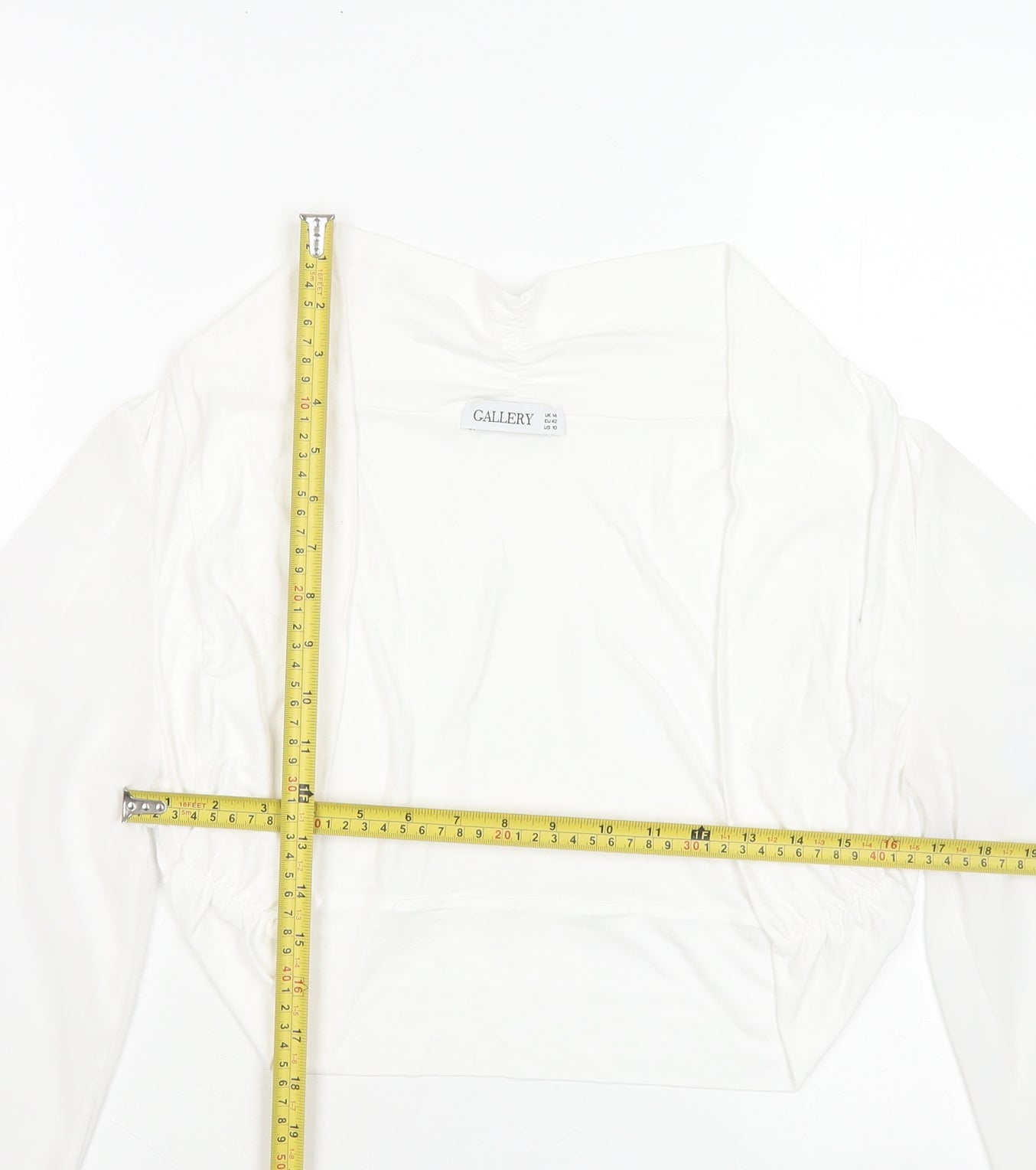 Gallery Women White Cropped Kimono Sleeve Blouse UK 14