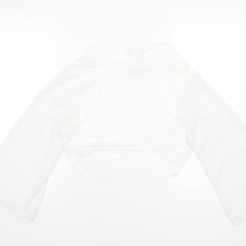Gallery Women White Cropped Kimono Sleeve Blouse UK 14