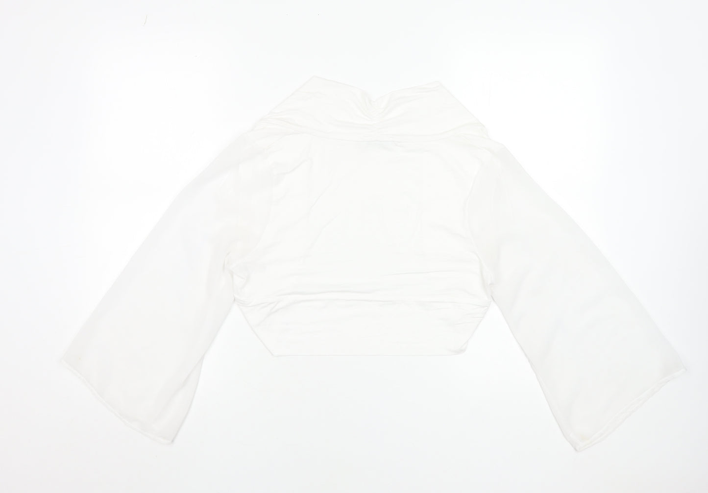 Gallery Women White Cropped Kimono Sleeve Blouse UK 14