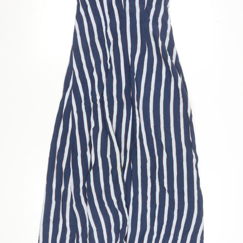 Topshop Women’s Blue Striped Long Slip Dress Size 8 Viscose Summer