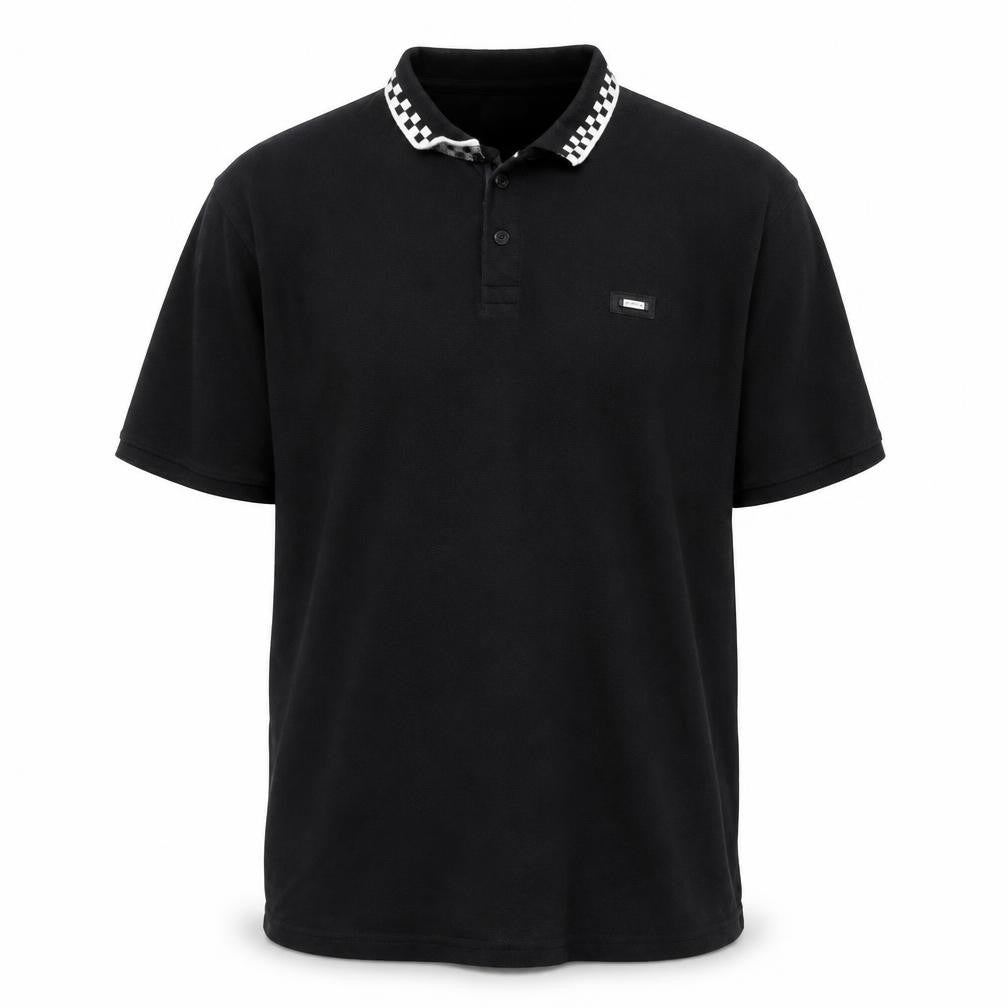 Front view of Equator Essential men’s black 2xl cotton collared polo shirt
