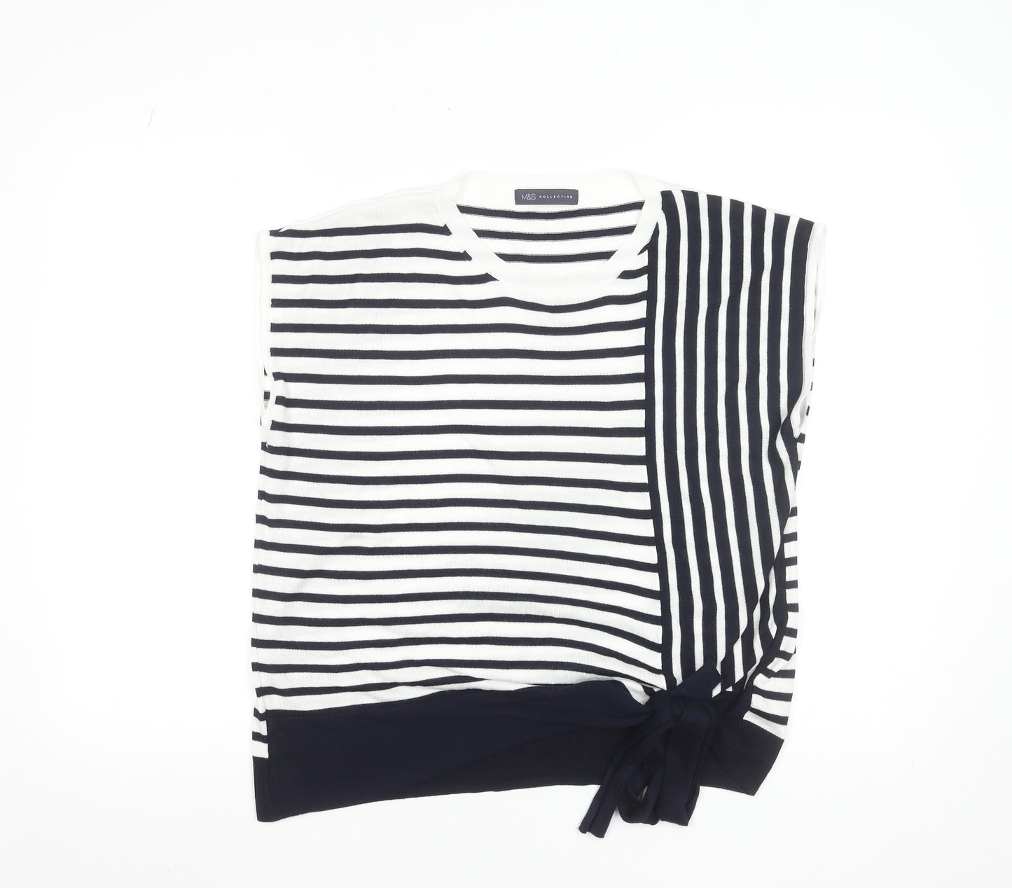 Marks and Spencer Women’s Multicoloured Striped Crew Neck Sleeveless Pullover Jumper Size 16