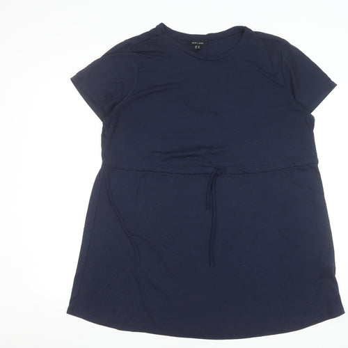 New Look Women Blue Size 16 Short Sleeve T-Shirt Dress