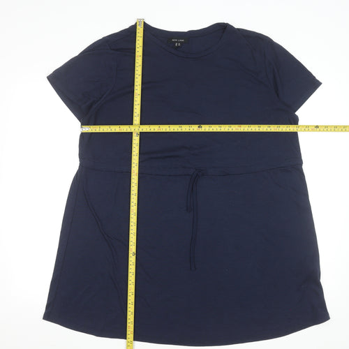 New Look Women Blue Size 16 Short Sleeve T-Shirt Dress