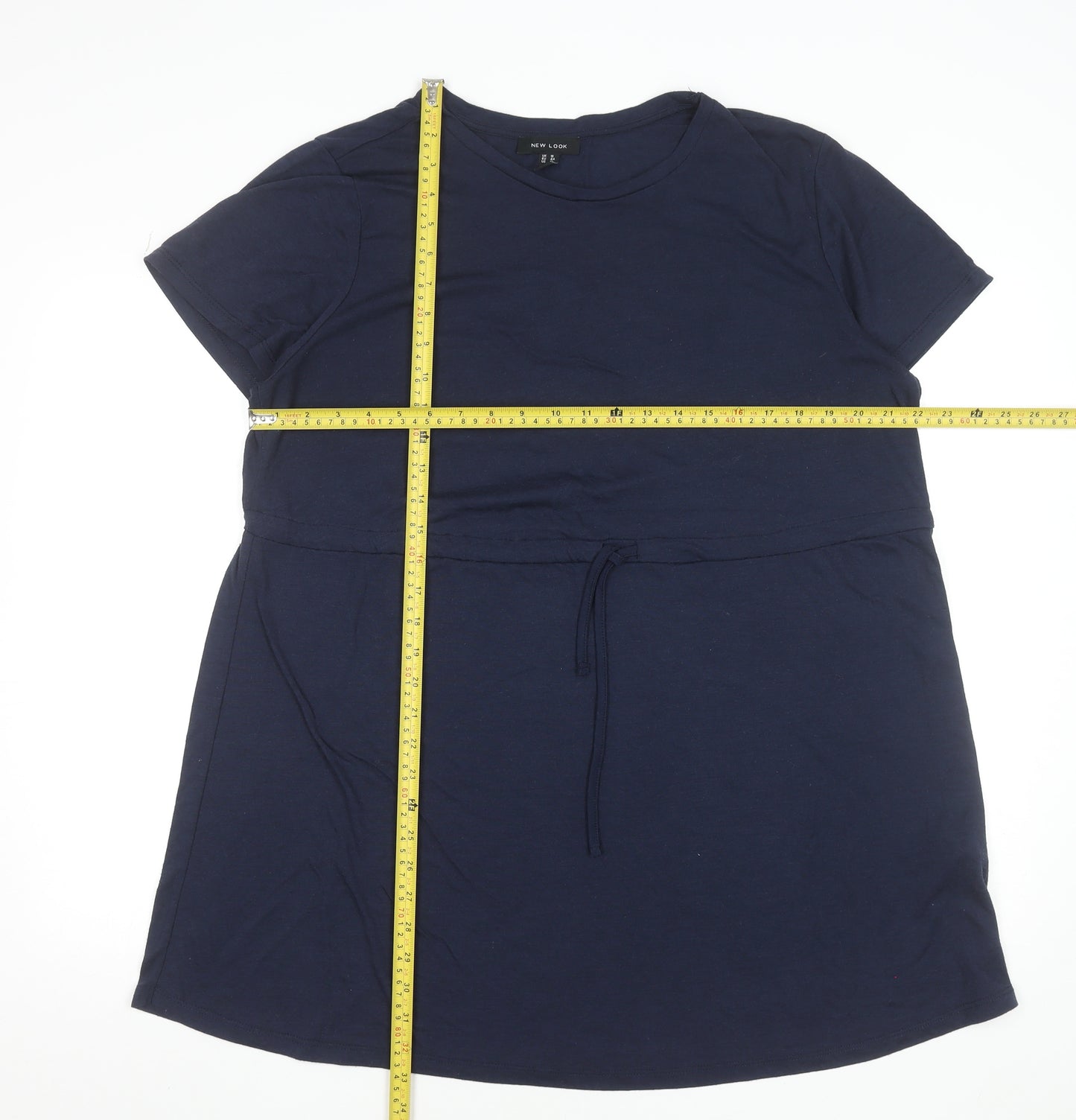New Look Women Blue Size 16 Short Sleeve T-Shirt Dress