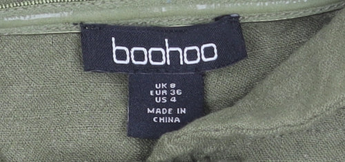 Boohoo Women’s Green Off Shoulder Cropped Cotton Blouse UK 8