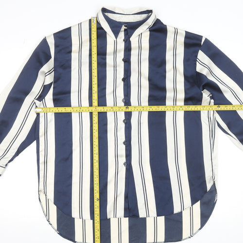 New Look Women Blue Striped Collared Button-Up Shirt UK 10