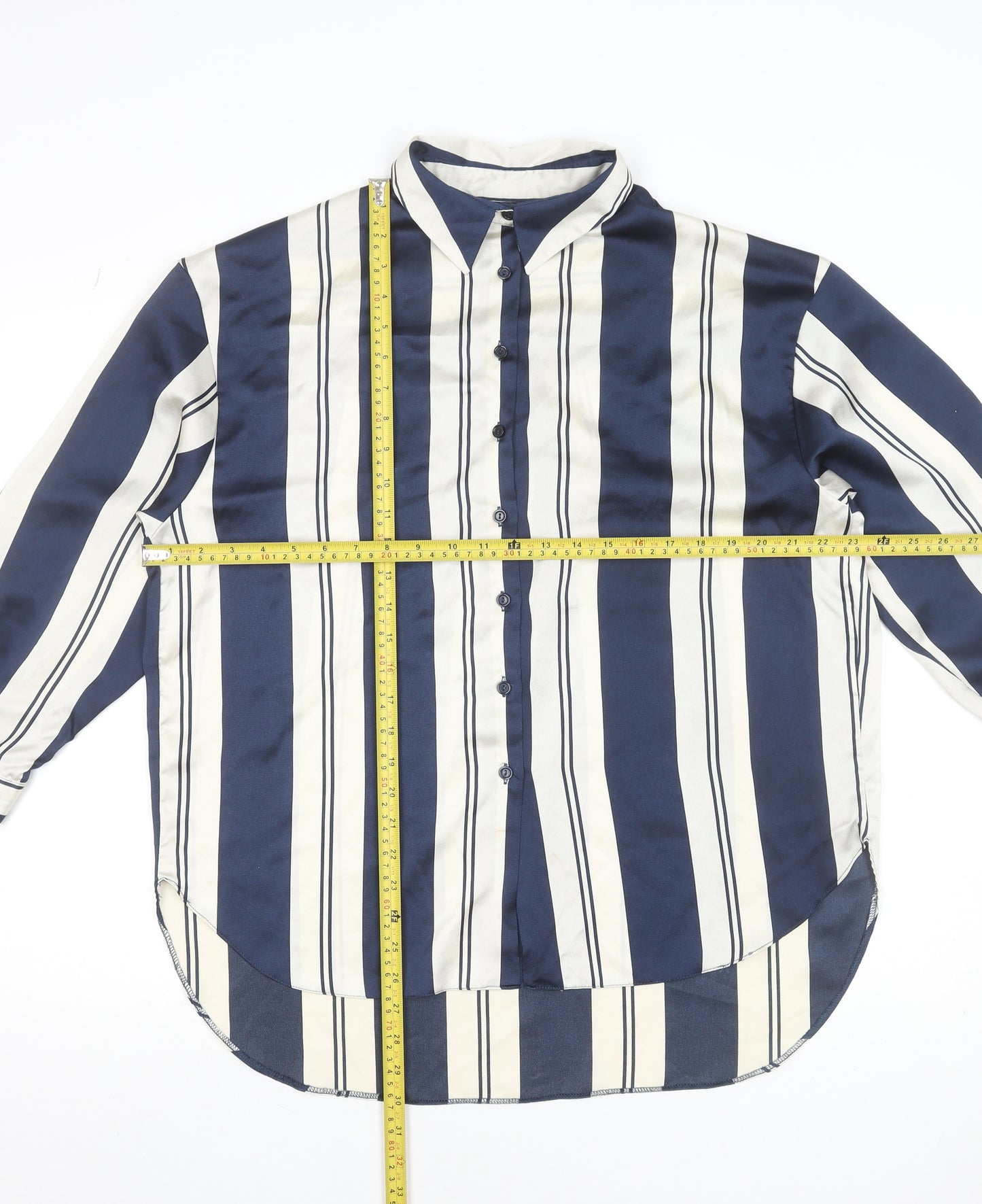 New Look Women Blue Striped Collared Button-Up Shirt UK 10