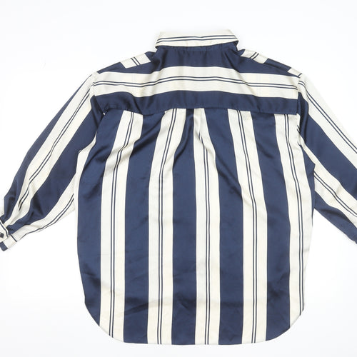 New Look Women Blue Striped Collared Button-Up Shirt UK 10