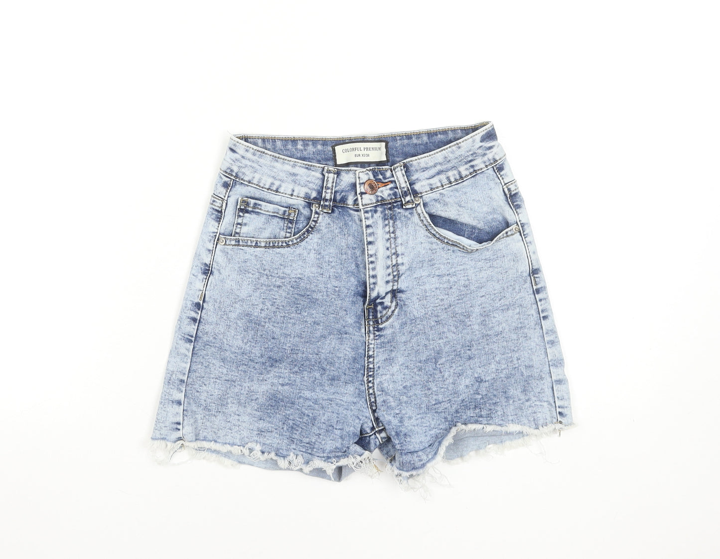 Colorful Premium Women's Blue Size 6 High Waist Denim Cut-Off Shorts