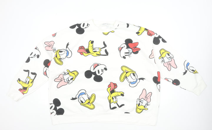 Disney Womens White Cartoon Print Pullover Sweatshirt 2XL