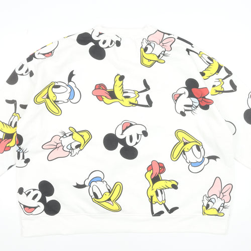 Disney Womens White Cartoon Print Pullover Sweatshirt 2XL