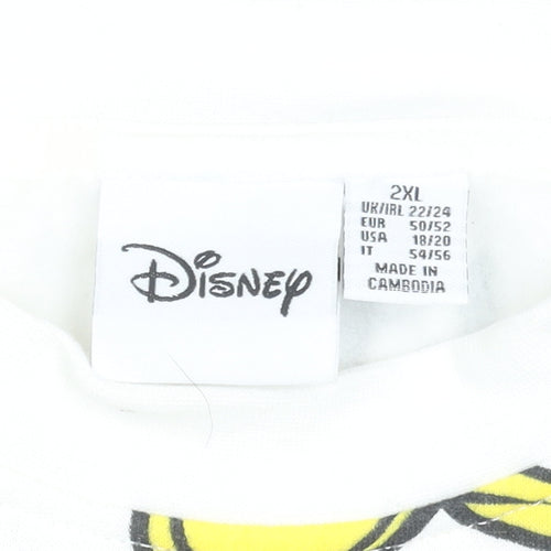 Disney Womens White Cartoon Print Pullover Sweatshirt 2XL