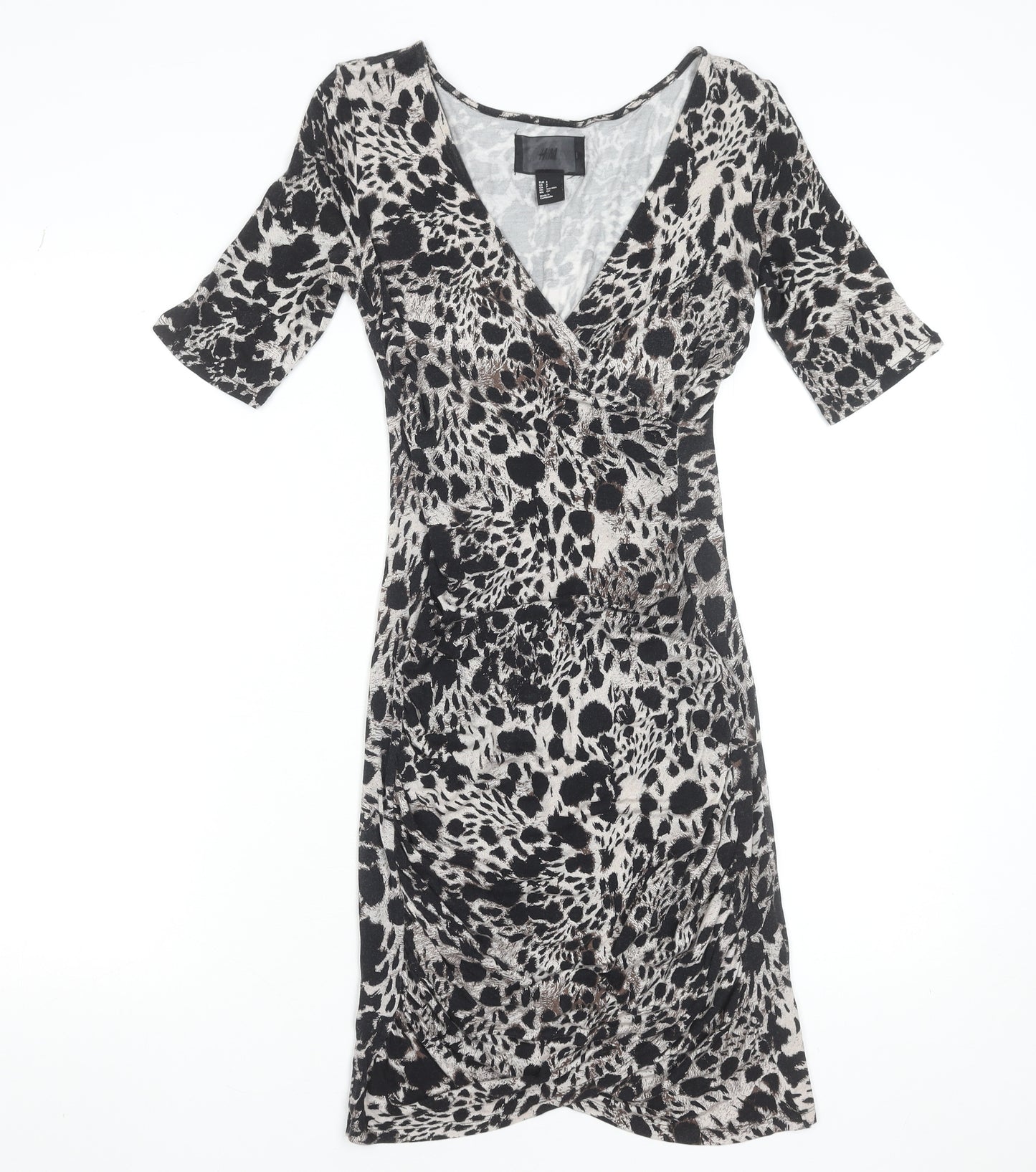 H&M Women's Multicoloured Animal Print Bodycon Dress Size S