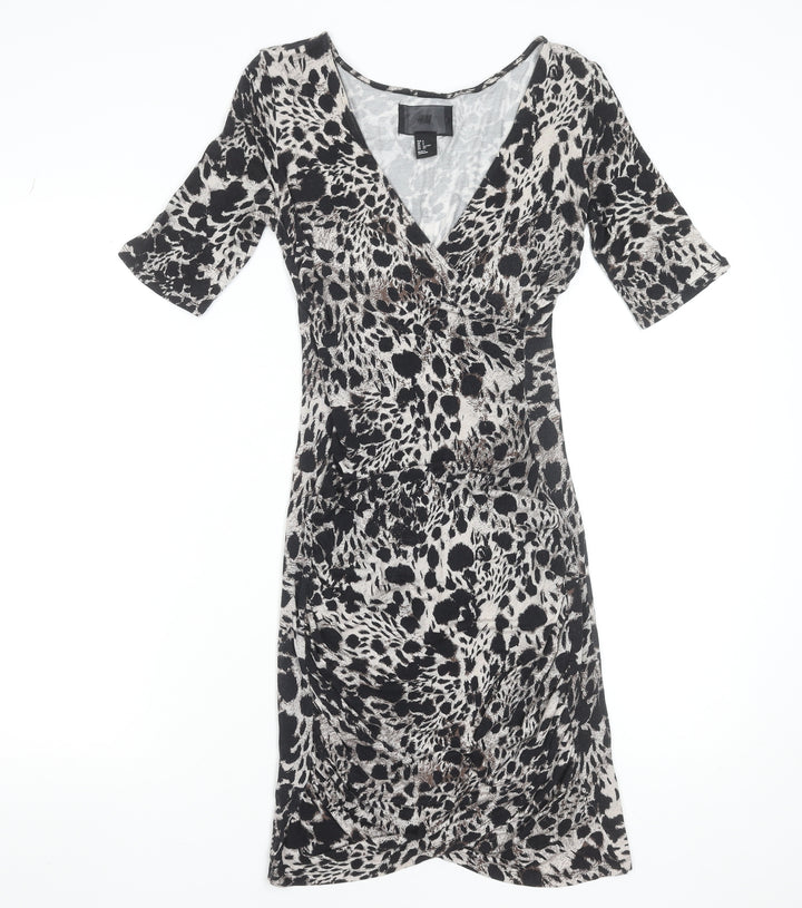 H&M Women's Multicoloured Animal Print Bodycon Dress Size S