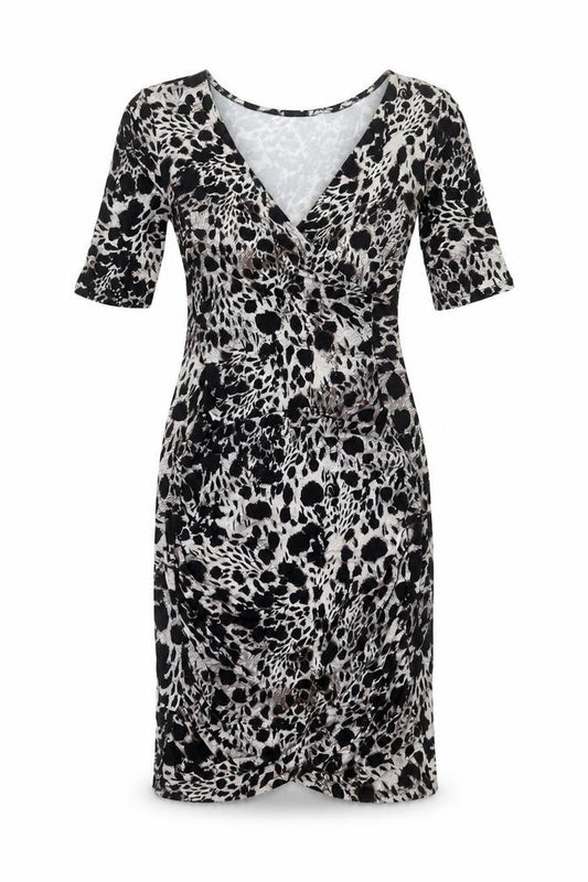 Front view of H&M Women's Multicoloured Animal Print Bodycon Dress, size S