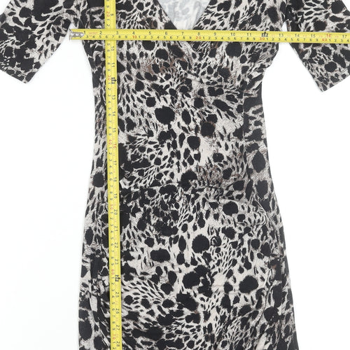H&M Women's Multicoloured Animal Print Bodycon Dress Size S