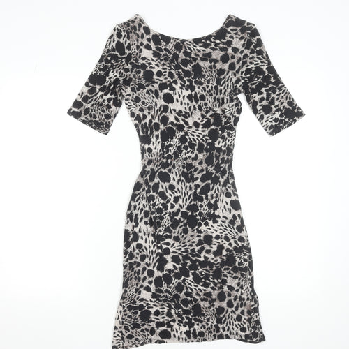 H&M Women's Multicoloured Animal Print Bodycon Dress Size S