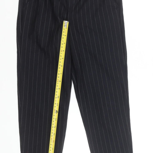 Bershka Women Black Pinstripe Trousers XS Viscose Blend Cigarette Style