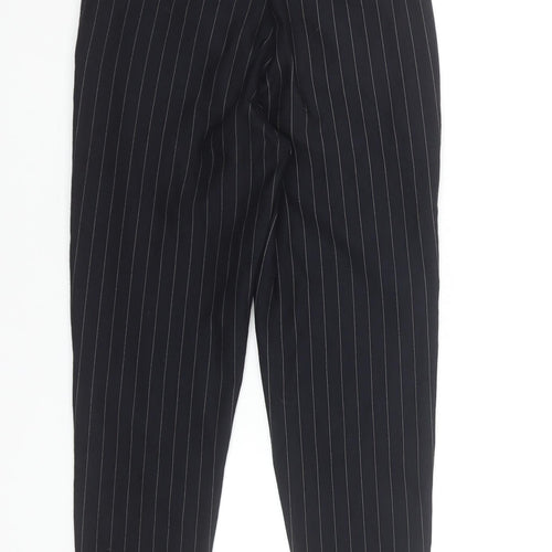 Bershka Women Black Pinstripe Trousers XS Viscose Blend Cigarette Style