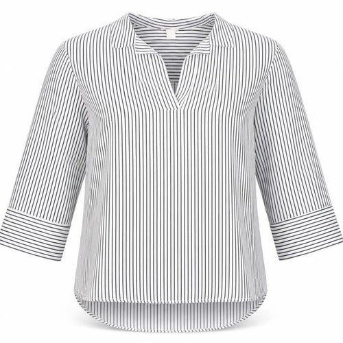 H&M Women’s White Black Striped V-Neck Tunic Blouse Size S