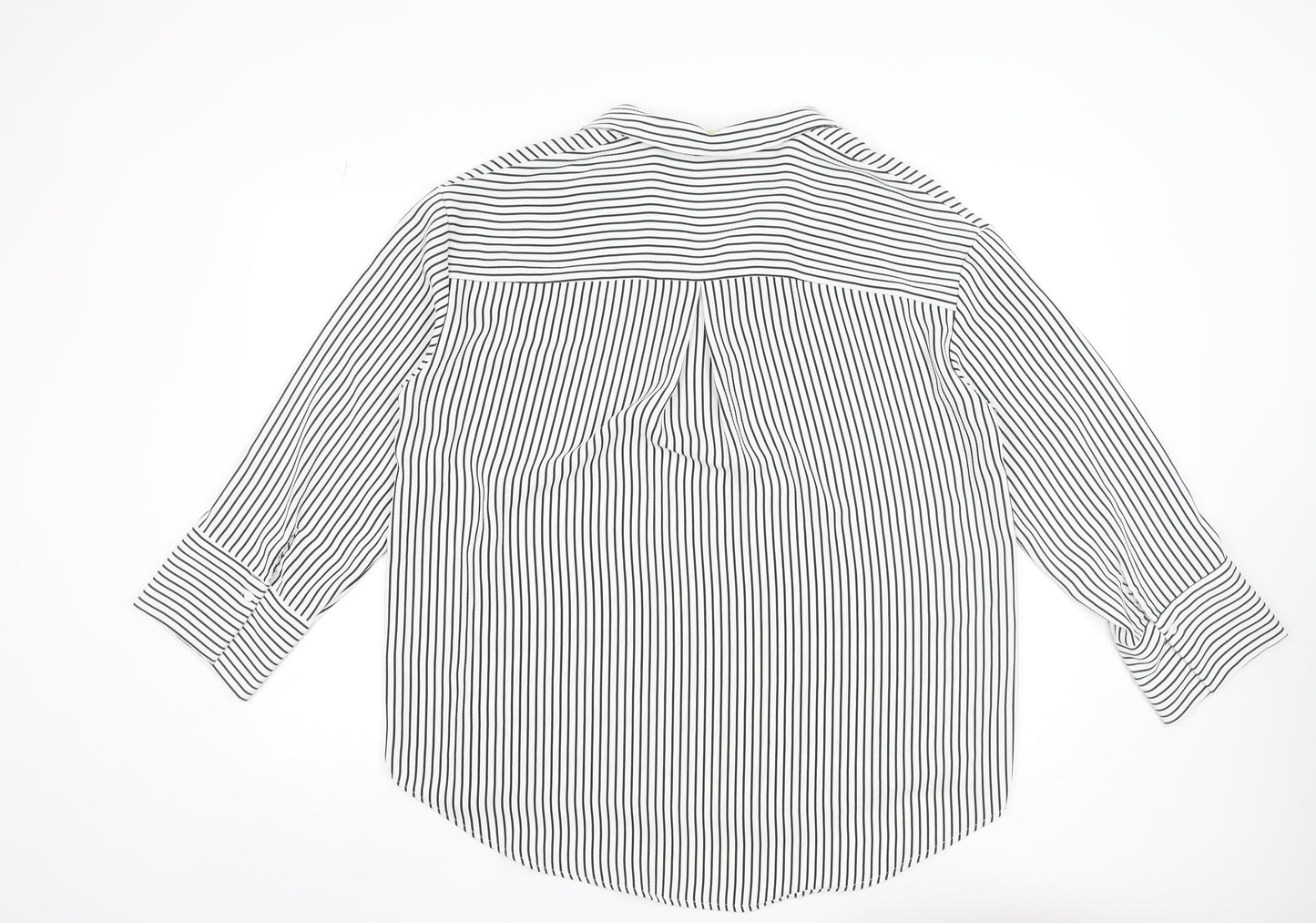 H&M Women’s White Black Striped V-Neck Tunic Blouse Size S