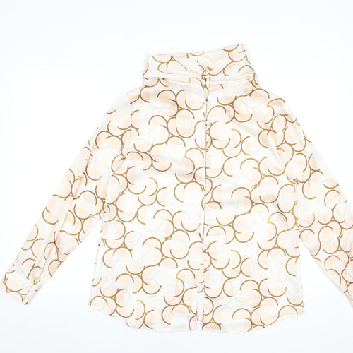 Zara Women's Beige Printed Long Sleeve Blouse Size 12 Polyester
