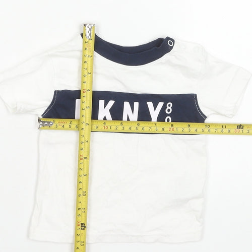 DKNY Unisex Baby White Cotton Logo T-Shirt 12 Months Short Sleeve
