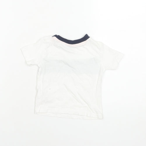 DKNY Unisex Baby White Cotton Logo T-Shirt 12 Months Short Sleeve