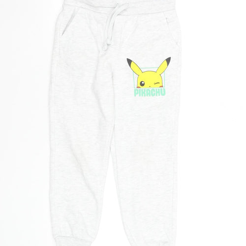 Pokémon Boys Grey Pikachu Jogger Trousers 6-7 Years Cotton Blend