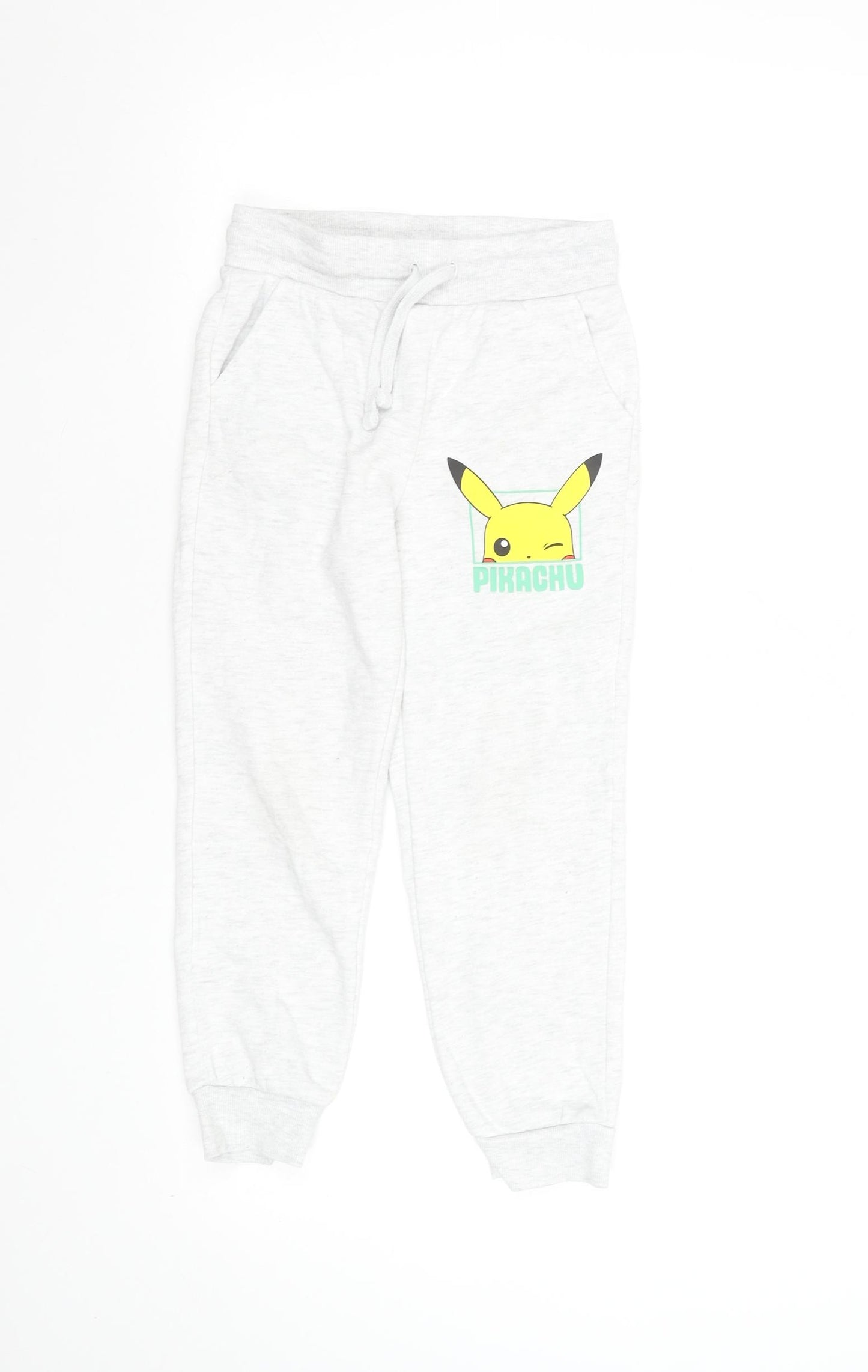 Pokémon Boys Grey Pikachu Jogger Trousers 6-7 Years Cotton Blend