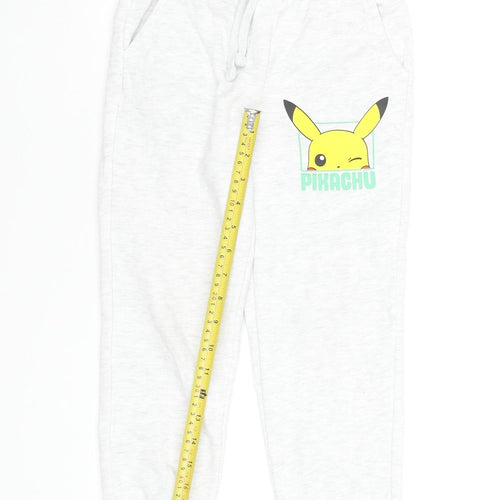 Pokémon Boys Grey Pikachu Jogger Trousers 6-7 Years Cotton Blend