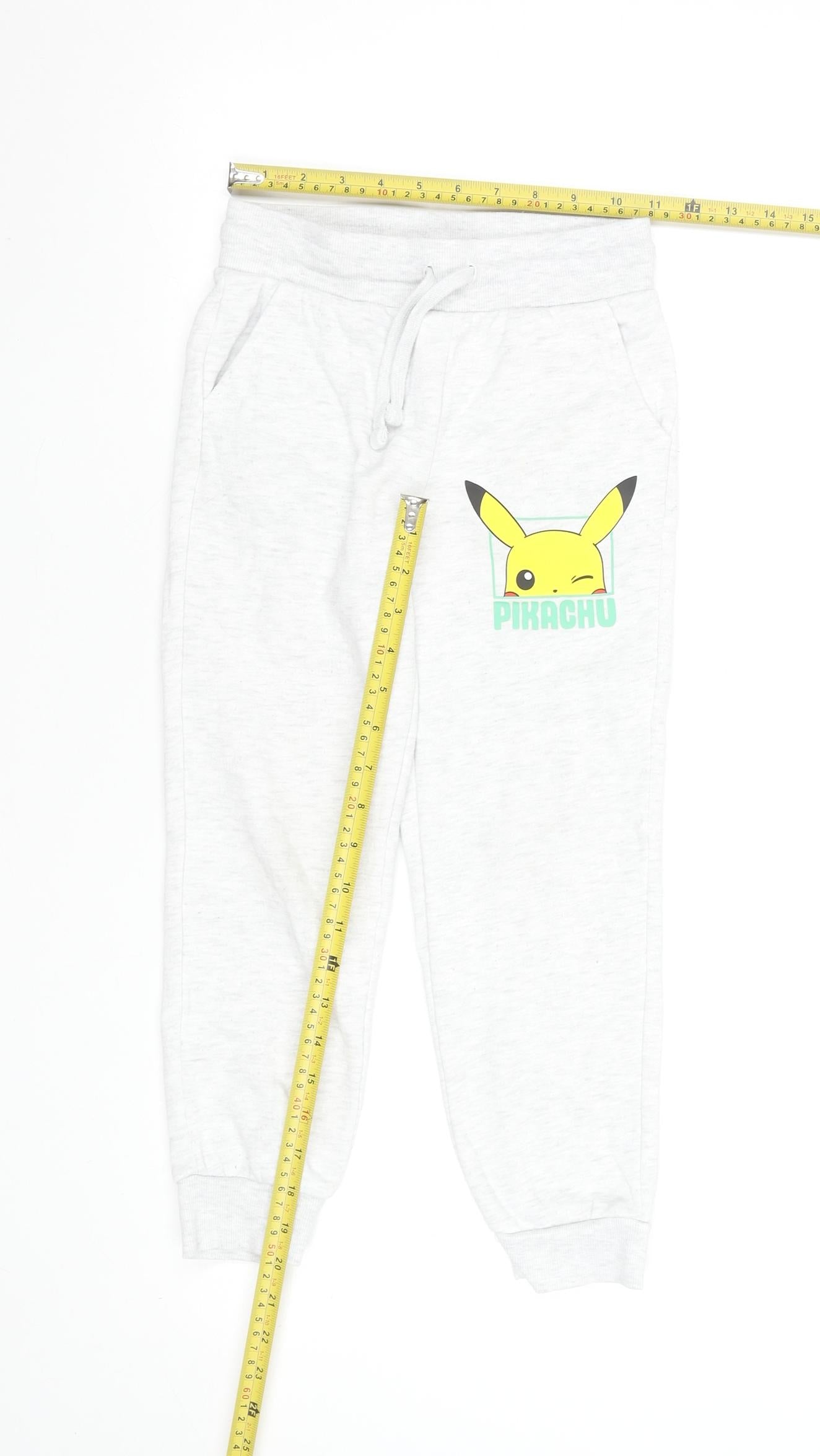 Pokémon Boys Grey Pikachu Jogger Trousers 6-7 Years Cotton Blend